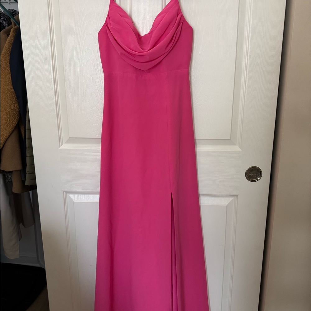 REVELRY Malibu Pink Ember Chiffon Bridesmaid Gown - Dry Cleaned Like New
